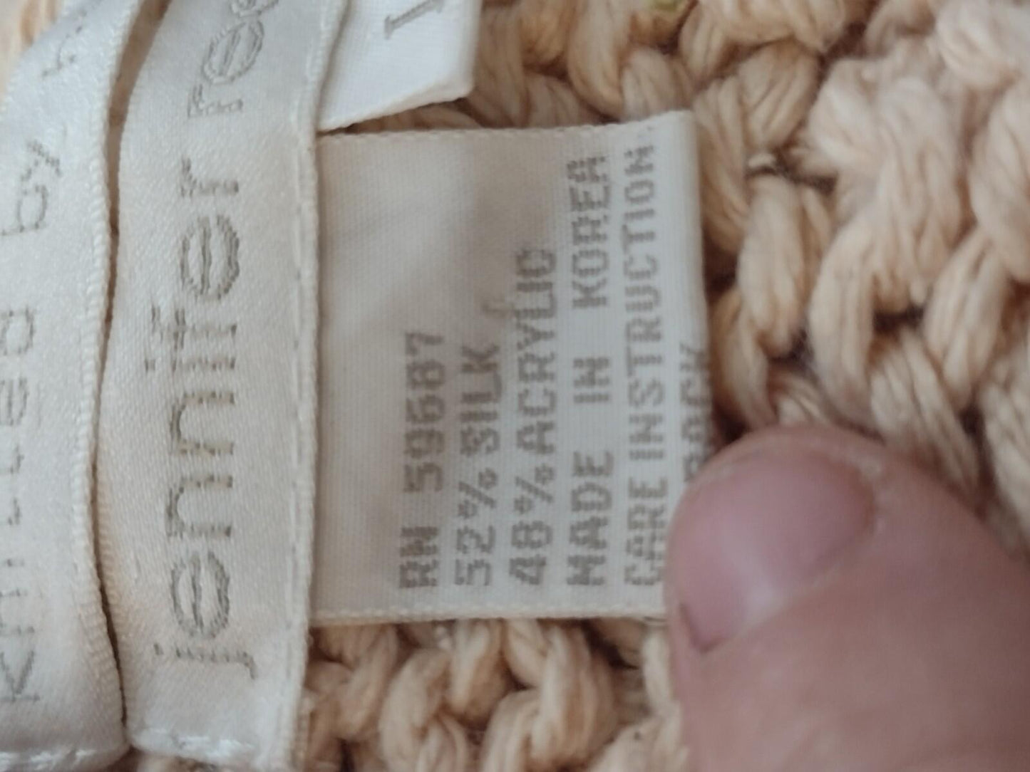 Jennifer Reed Hand Knit Silk Acrylic Vest Apricot Sleeveless Korea L 80s 90s