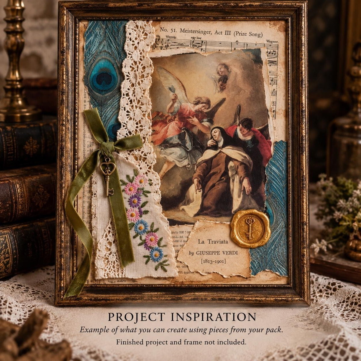Victorian Peacock Ephemera Pack Vintage Book Pages Textiles Junk Journal Collage