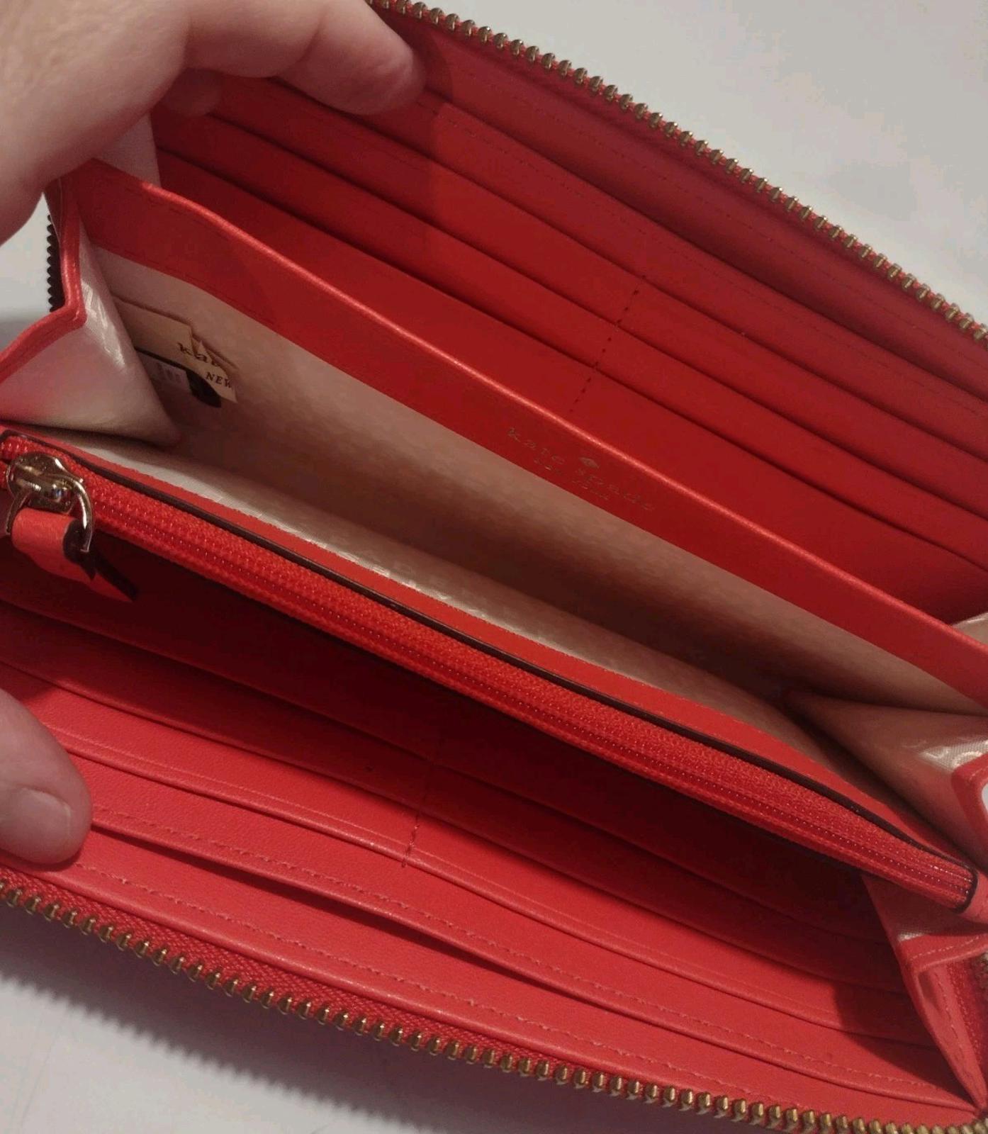 Kate Spade Neda Wallet Watermelon Zip Around Multi-Compartment Brass Zipper 4x8