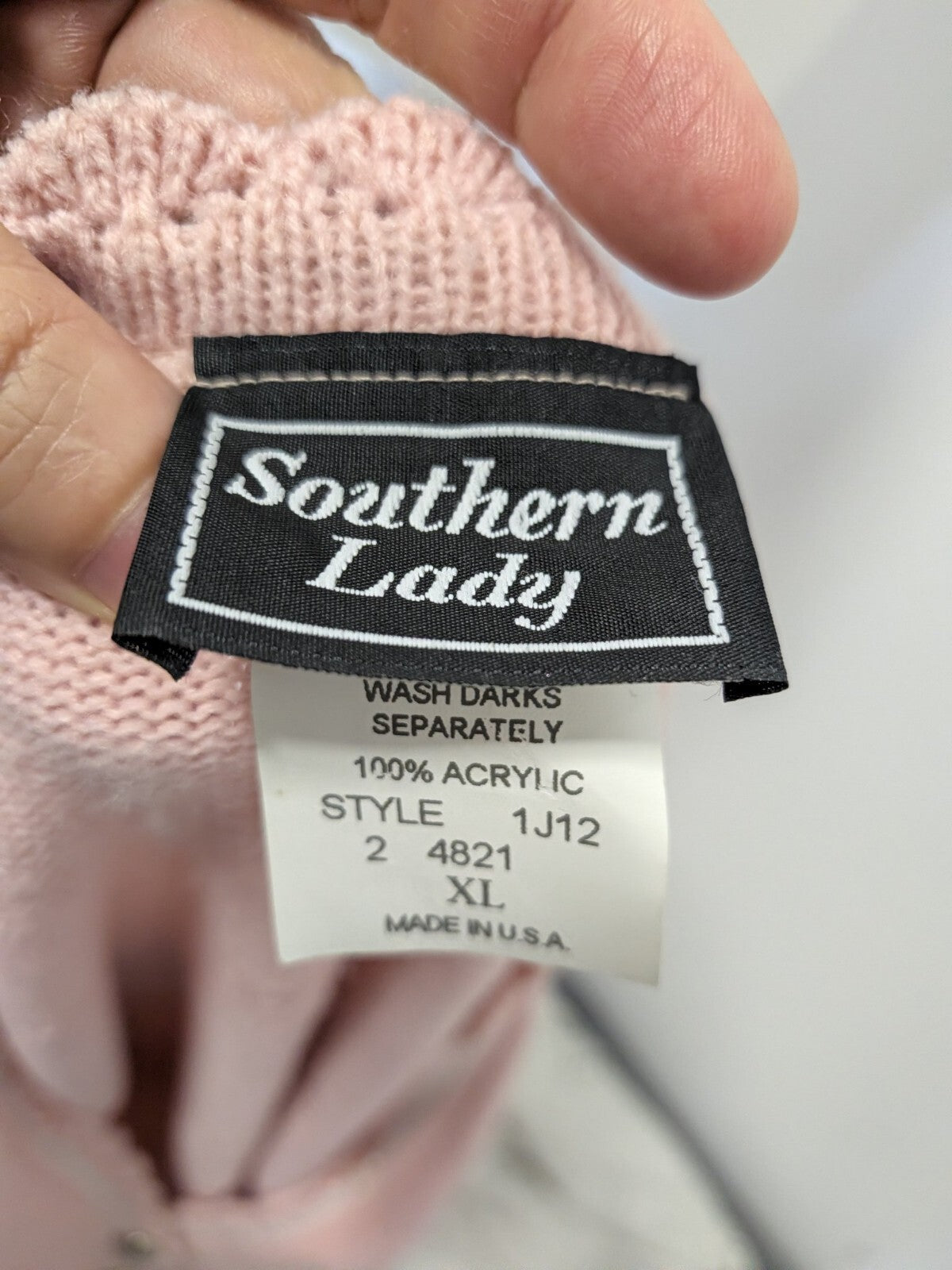 Vintage Southern Lady Sweater Vest Pink Christmas Angel Silver Snowflake XL