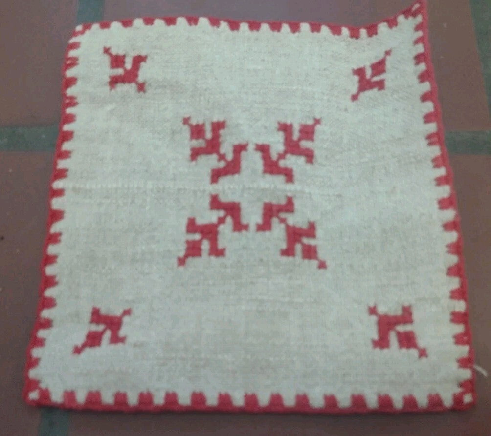 Vintage Folk Art Embroidered Linen Textile Lot Redwork Table Linens Pillow