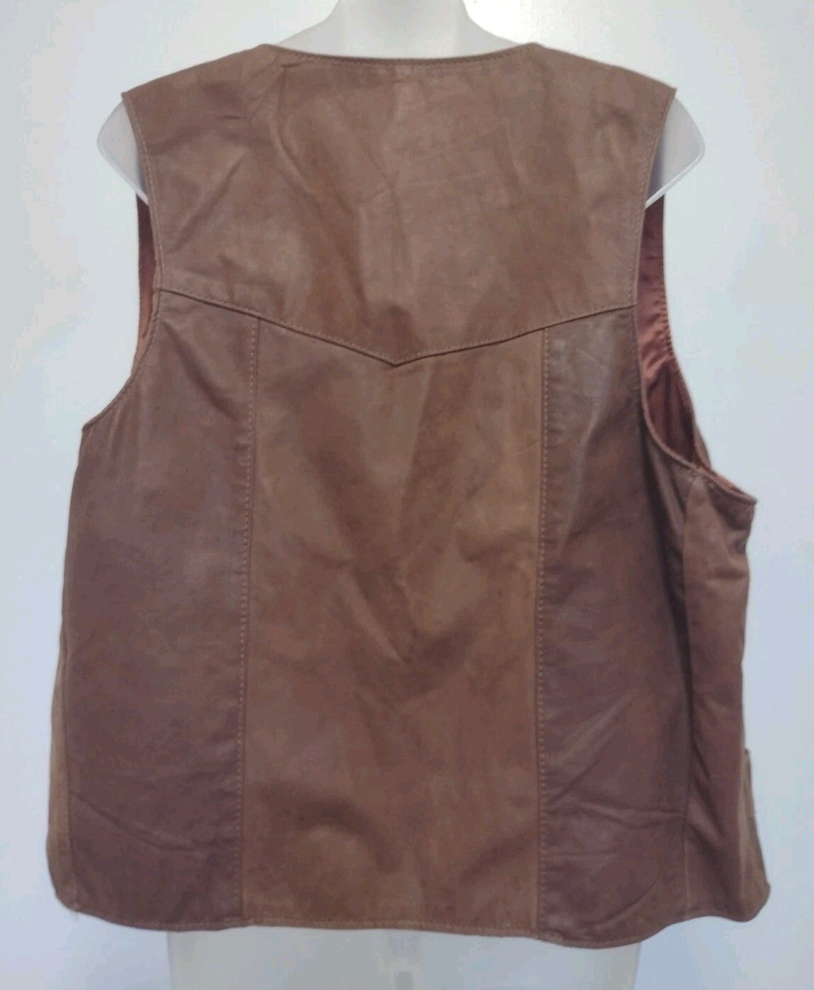 Vintage Steer Brand Leather Vest Men L Made USA Western Cowboy 70s 80s Brown