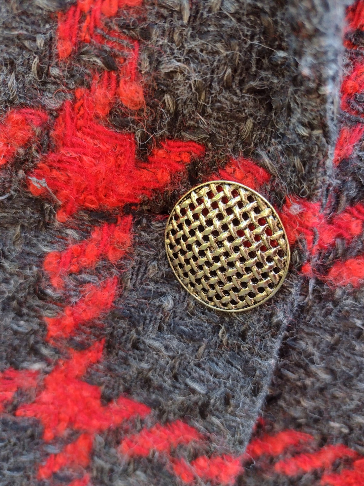David N Tweed Blazer Jacket Vintage 80s Red Gray Houndstooth 80s Power Oversized