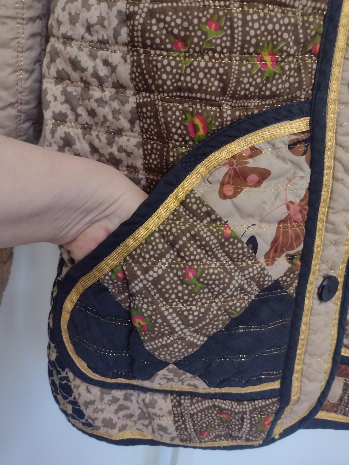 Vintage 70s Thai Lines Bangkok Quilted Butterfly Jacket M Hand Screened Cotton