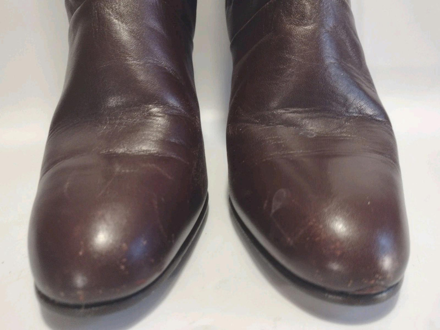 Vintage 70s Selby Brown Leather Zip Boots 7.5M | Talon Zip | Sculptural Heel