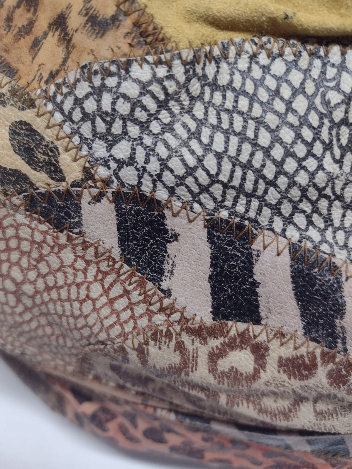 Y2K Patchwork Suede Leather Hobo Bag Animal Print Boho Oversized Weekender