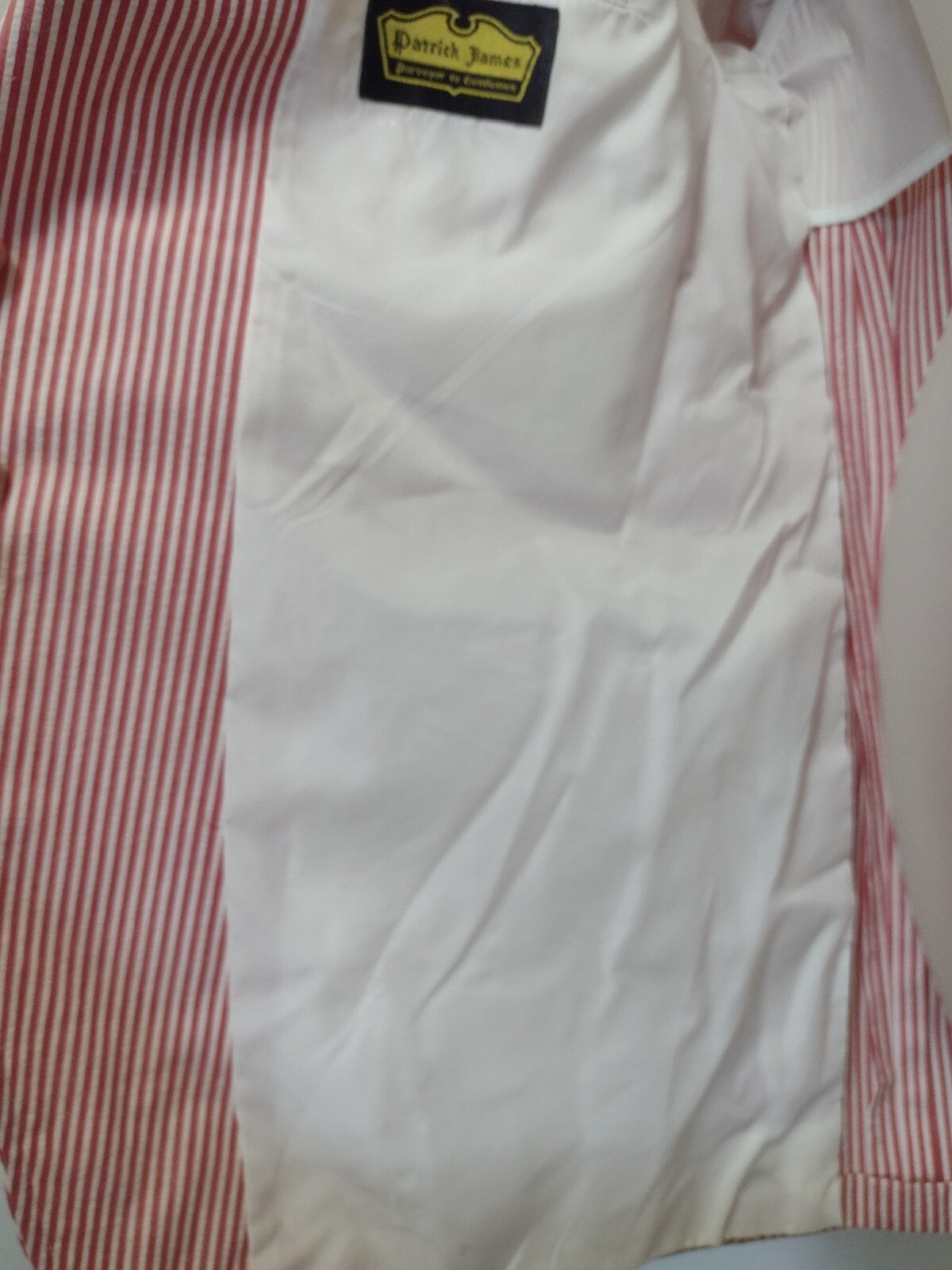 Vintage 80s Patrick James Seersucker Sport Coat Red White Stripe Preppy USA