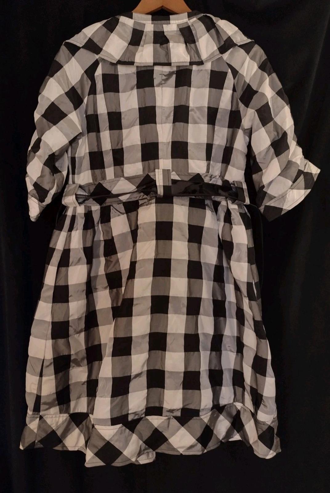 Fantazia Oversized Buffalo Check Shirt Dress Jacket S Pockets Belt Mod