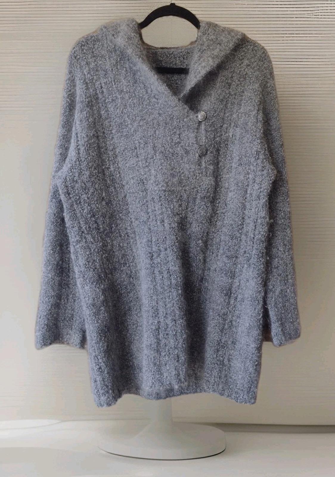 Escada Sport Gray Mohair Wool Hoodie M Y2K Pullover Sweater Soft Unisex Knit