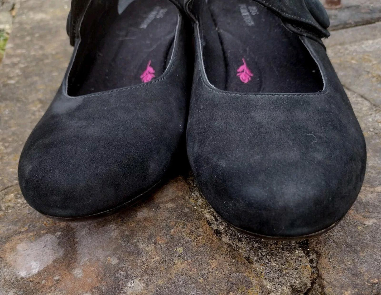 ROS HOMMERSON Shoes SZ 9.5 N Black  Suede Leather Grandma Core Mary Jane Wedge