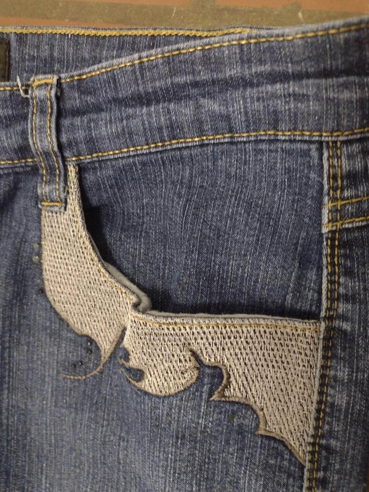 CosJeans Y2K Embroidered Rhinestone Denim Jeans Size 10 Missing Button