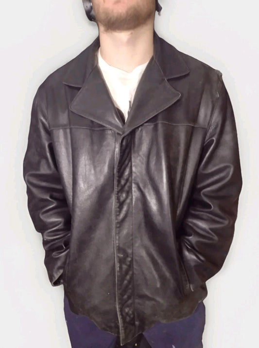 Black Old Stock Vintage Guess Butter Soft Leather Jacket W Removable Liner L
