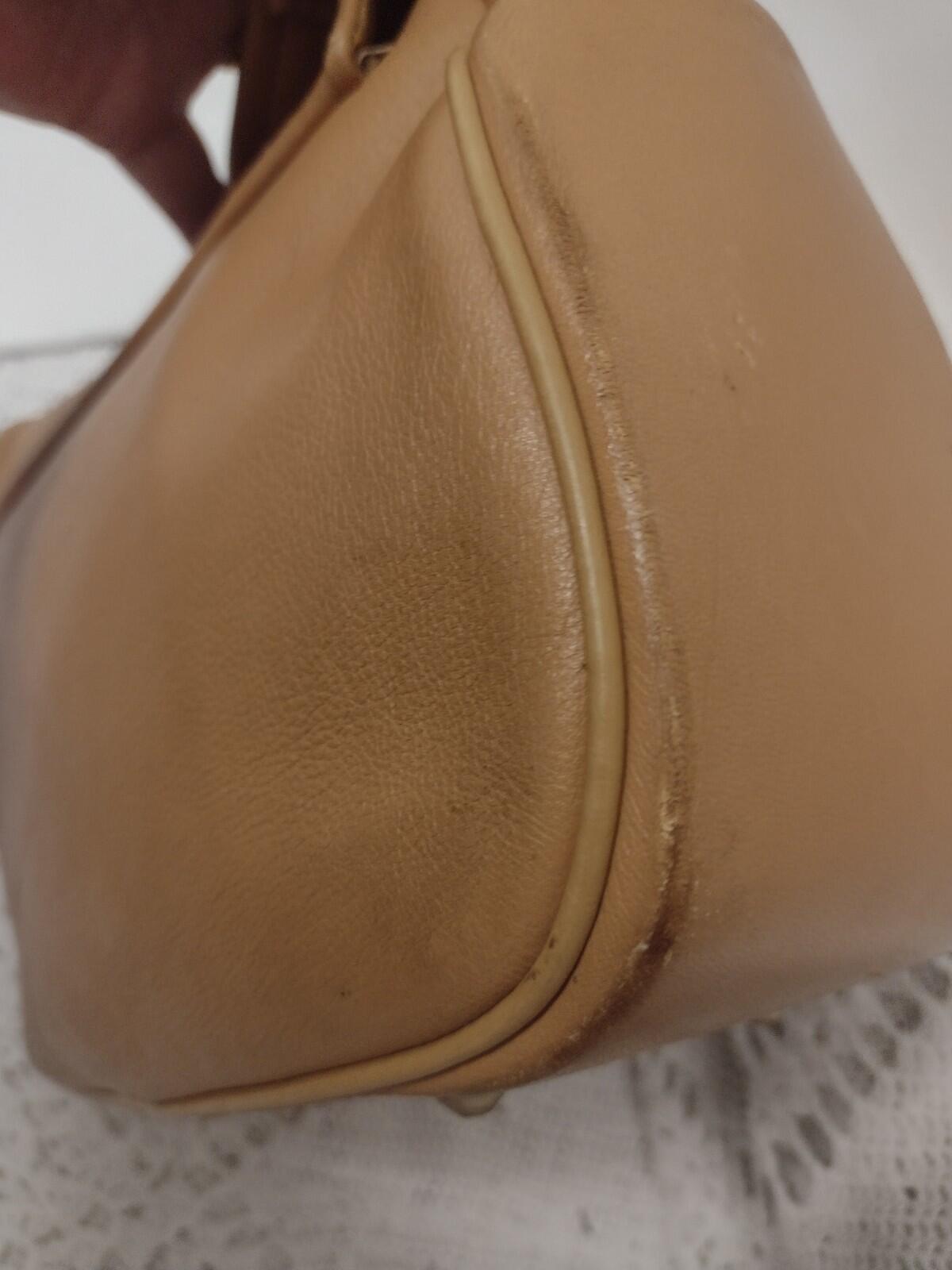 Vintage 70s DeerWear Genuine Deerskin Leather Shoulder Bag USA 11x8x4 Camel
