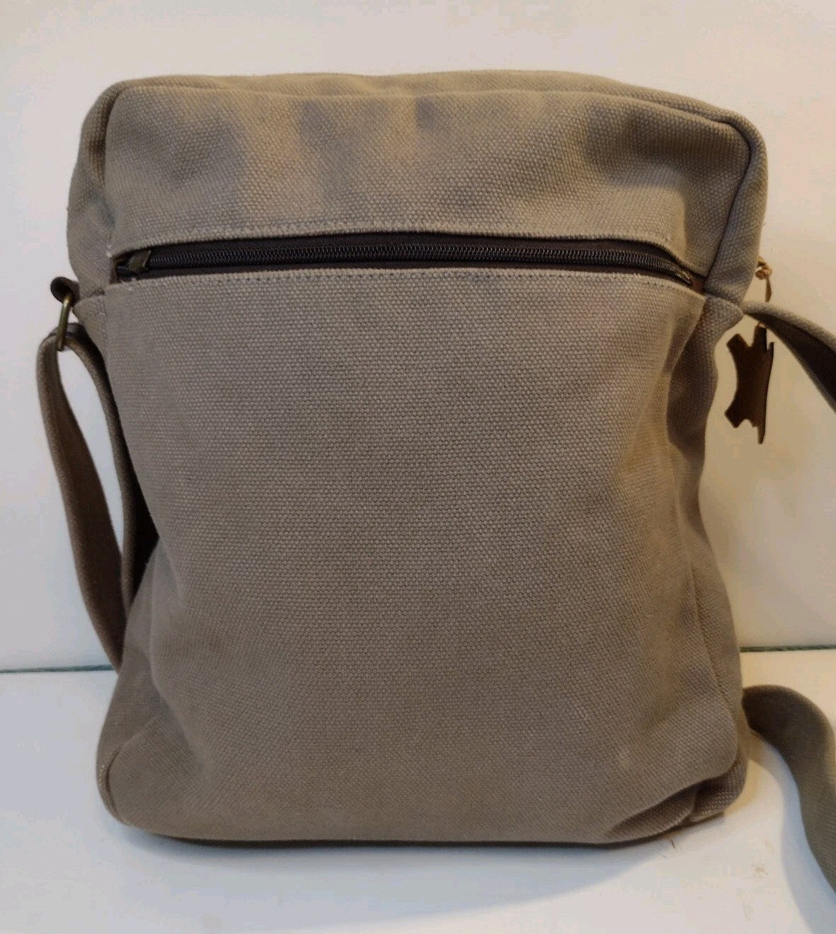 Green Mountain Leather Canvas Messenger Bag Brown Crossbody Utility Travel EDC