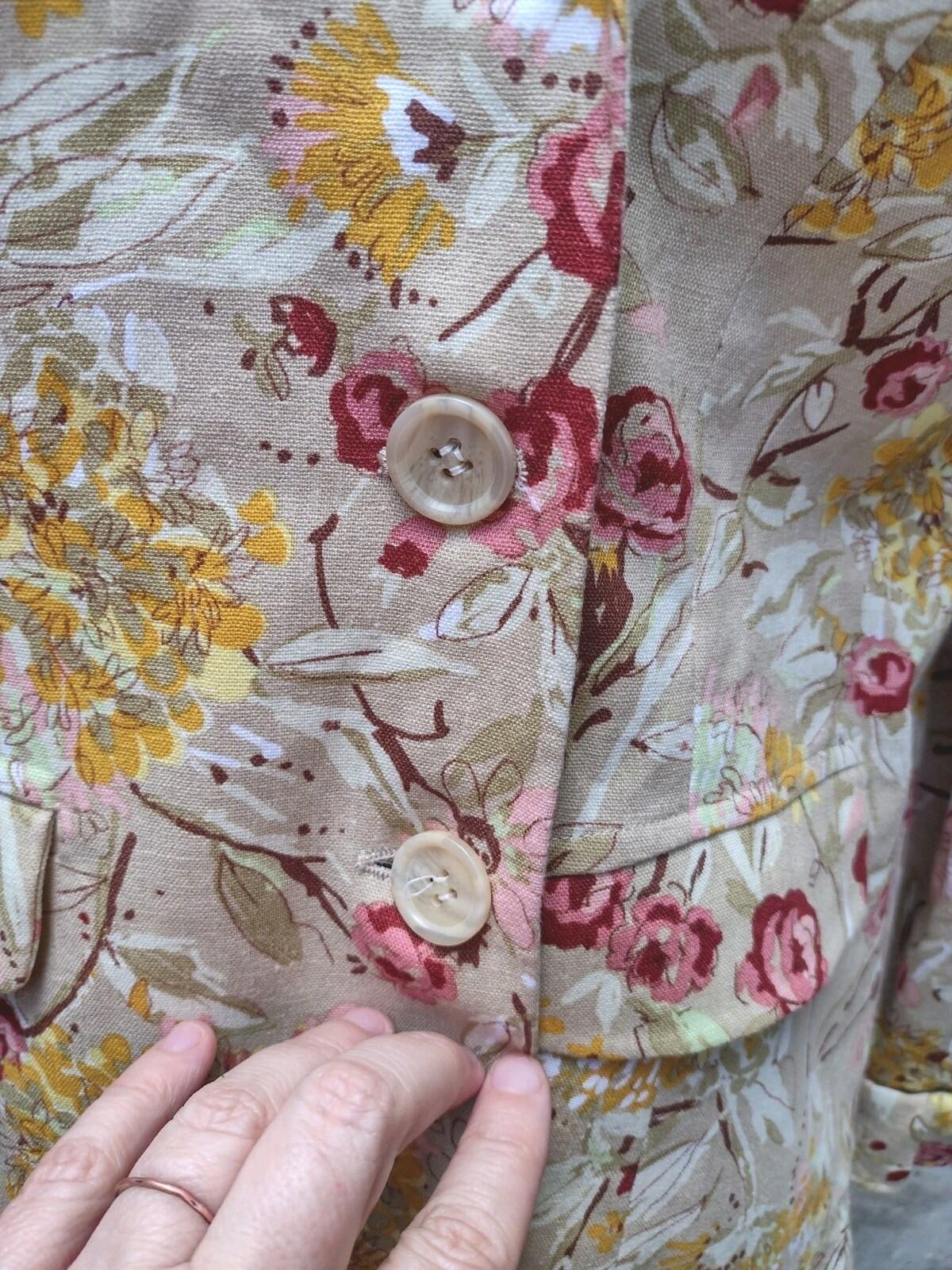 Beige Floral Garden Party Suit Feminine Linen Set 14 Monroe & Main Jacket Skirt