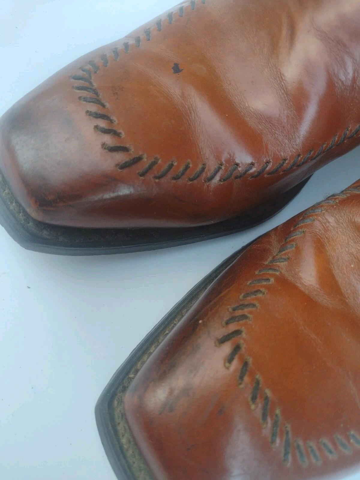 Wrangler Western Ankle Boots USA Vintage 60s Leather Zip Cuban Heel 7D