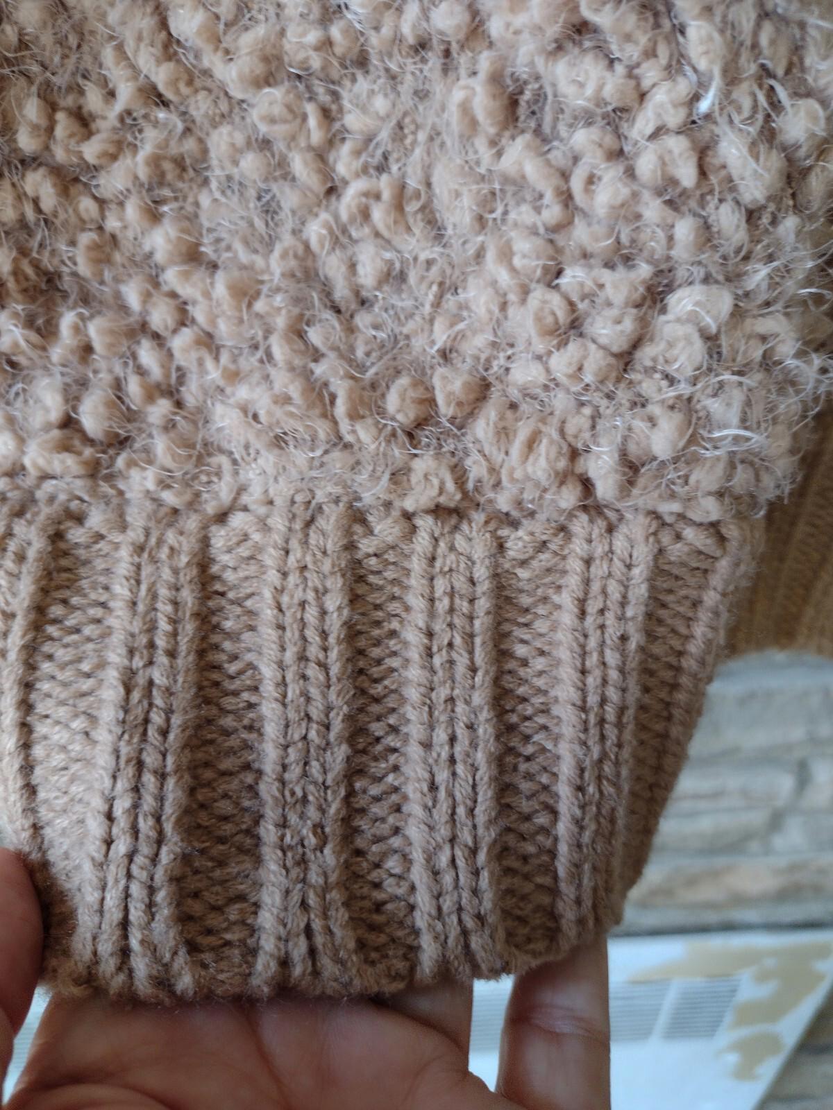 Express Teddy Bear Sweater Tan Mock Neck Soft Cozy Sweater Size S