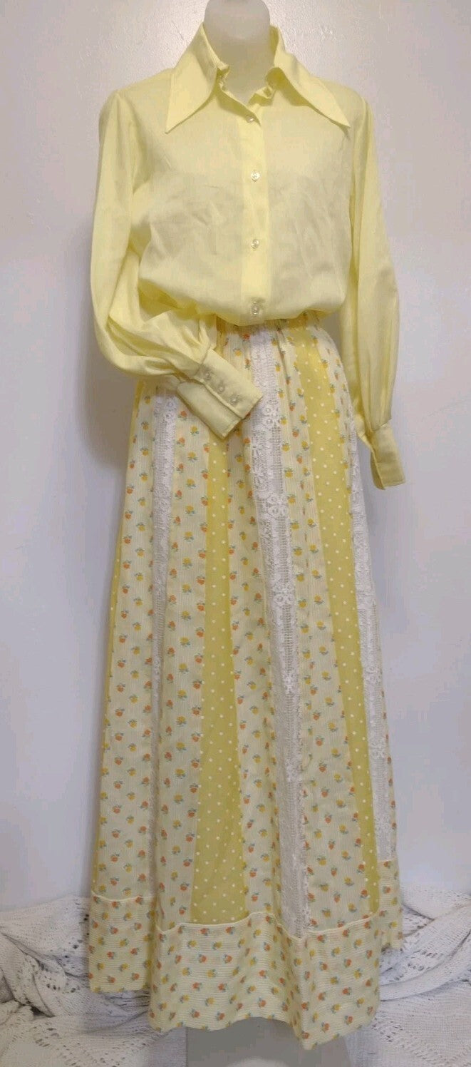 Vintage 1970s Womens Chessa Davis 4 Piece Maxi Skirt Lot Prairie Boho Sears