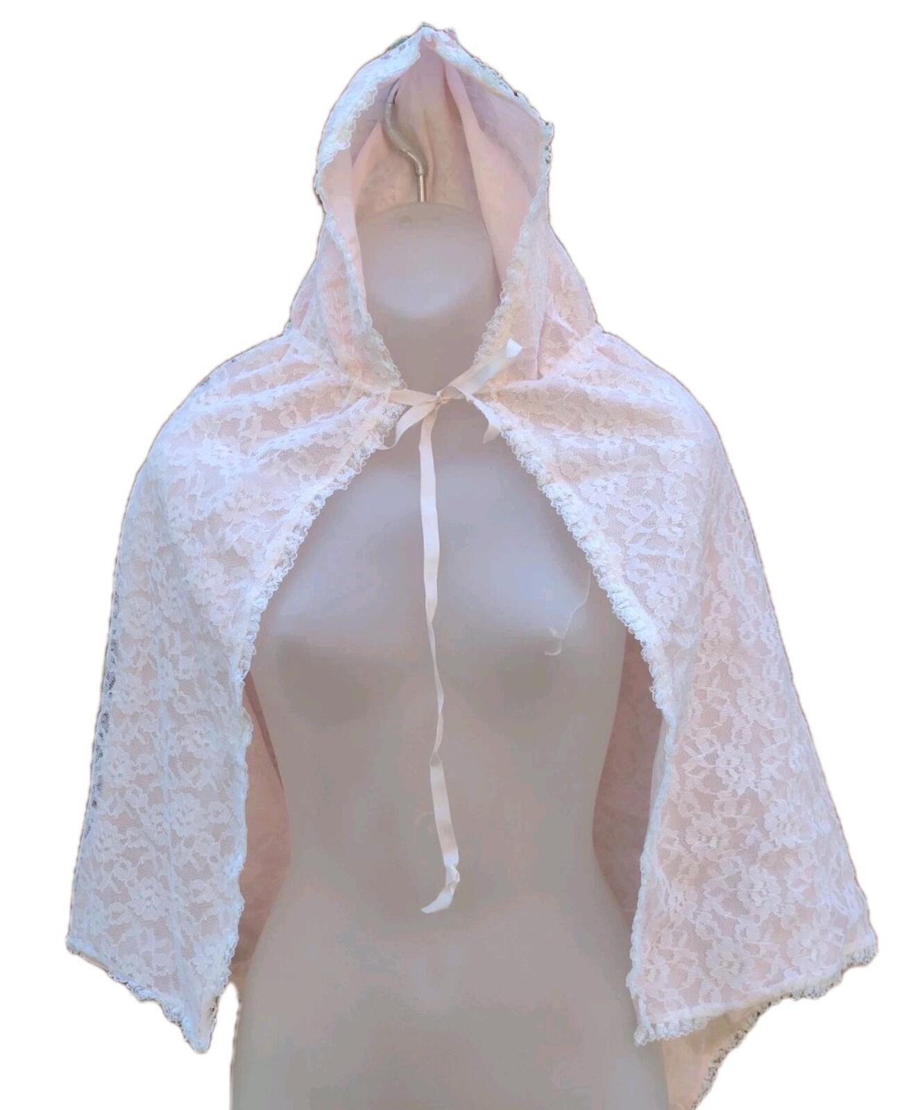 VTG Rare 80s Martha's Miniatures White Lace Hooded Cape Girls Size 6 Never Worn