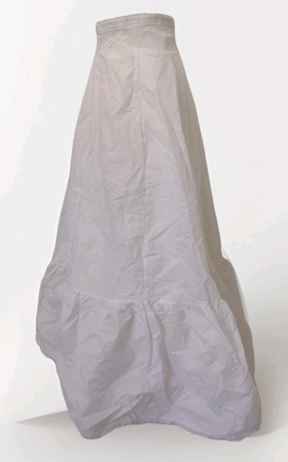 Vintage 50s Ele‑Sue Full Length Nylon Petticoat Slip White Tiered Net Size 10