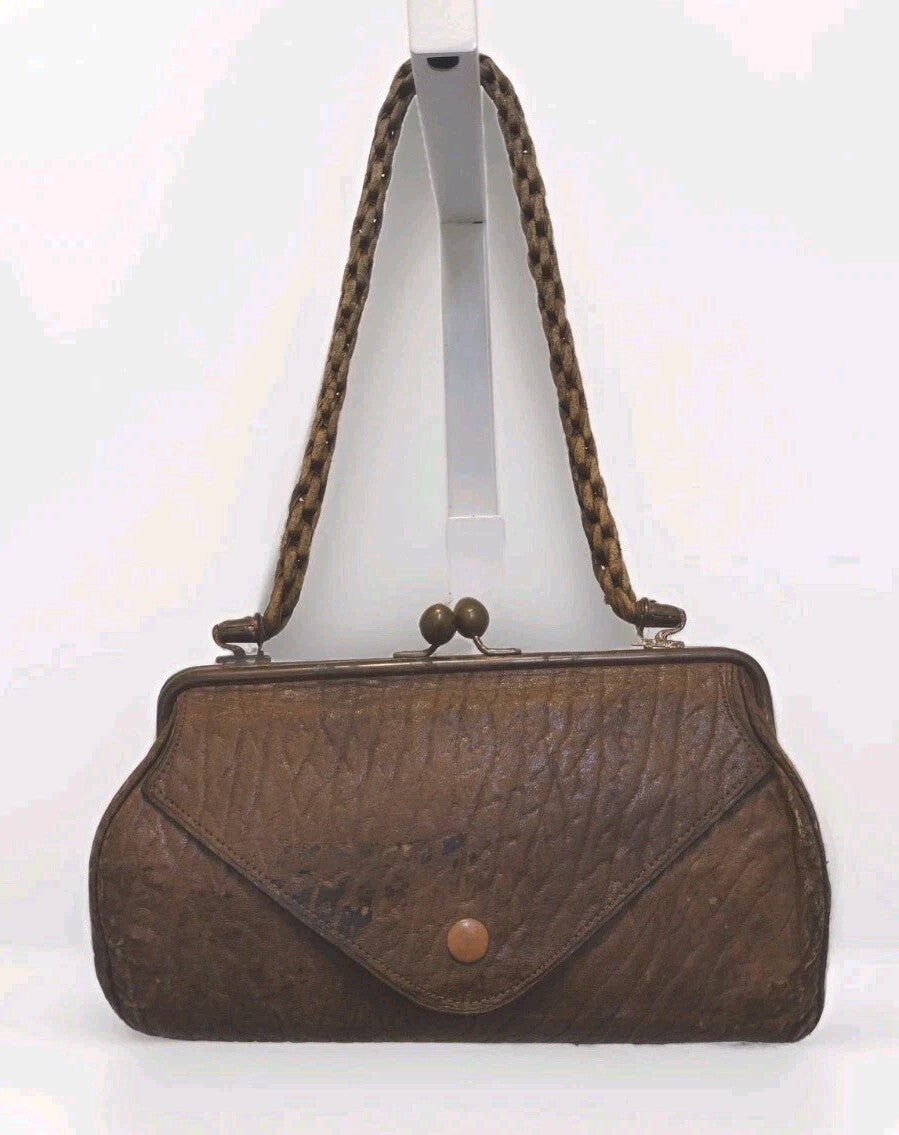 Antique Edwardian Leather Handbag 1905 Ephemera Norfolk Western Railway Purse