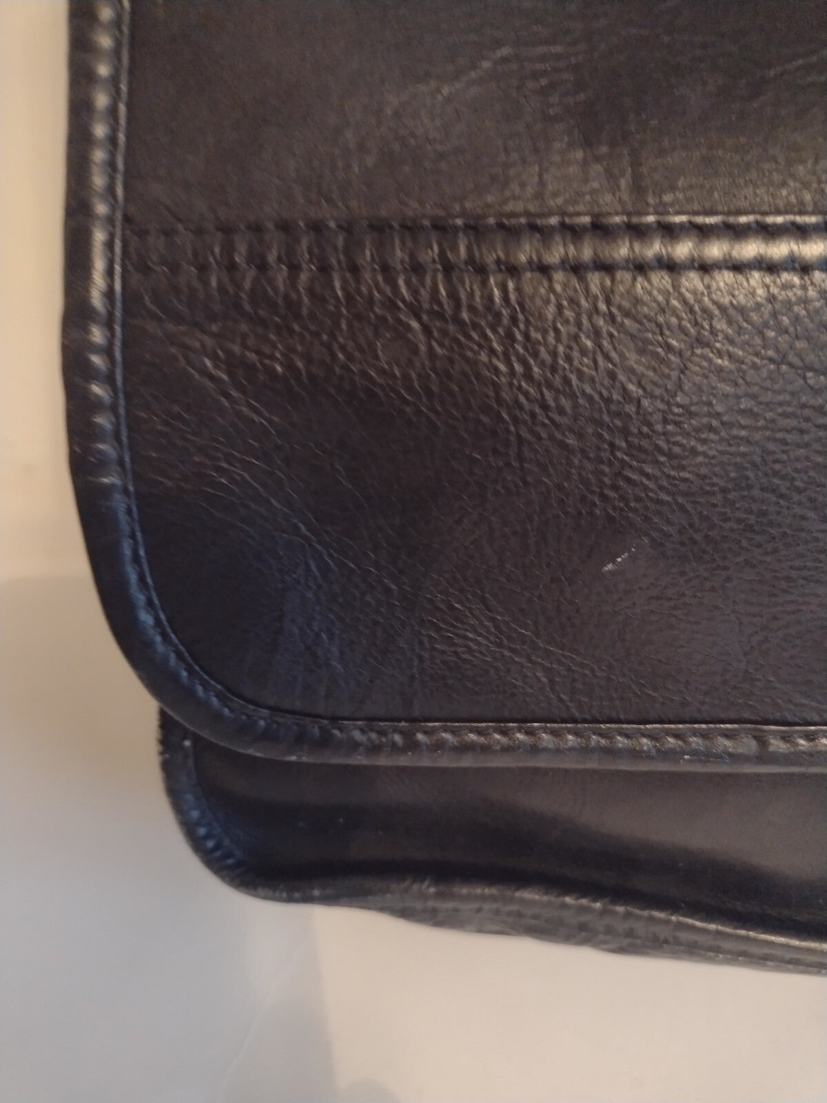 Vintage Black Leather Expandable Briefcase Portfolio Executive Lawyer Bag 17"