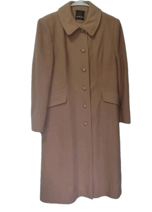 Vintage '80s Montello Mackintosh Wool Overcoat Tan Union Made W Sz 14