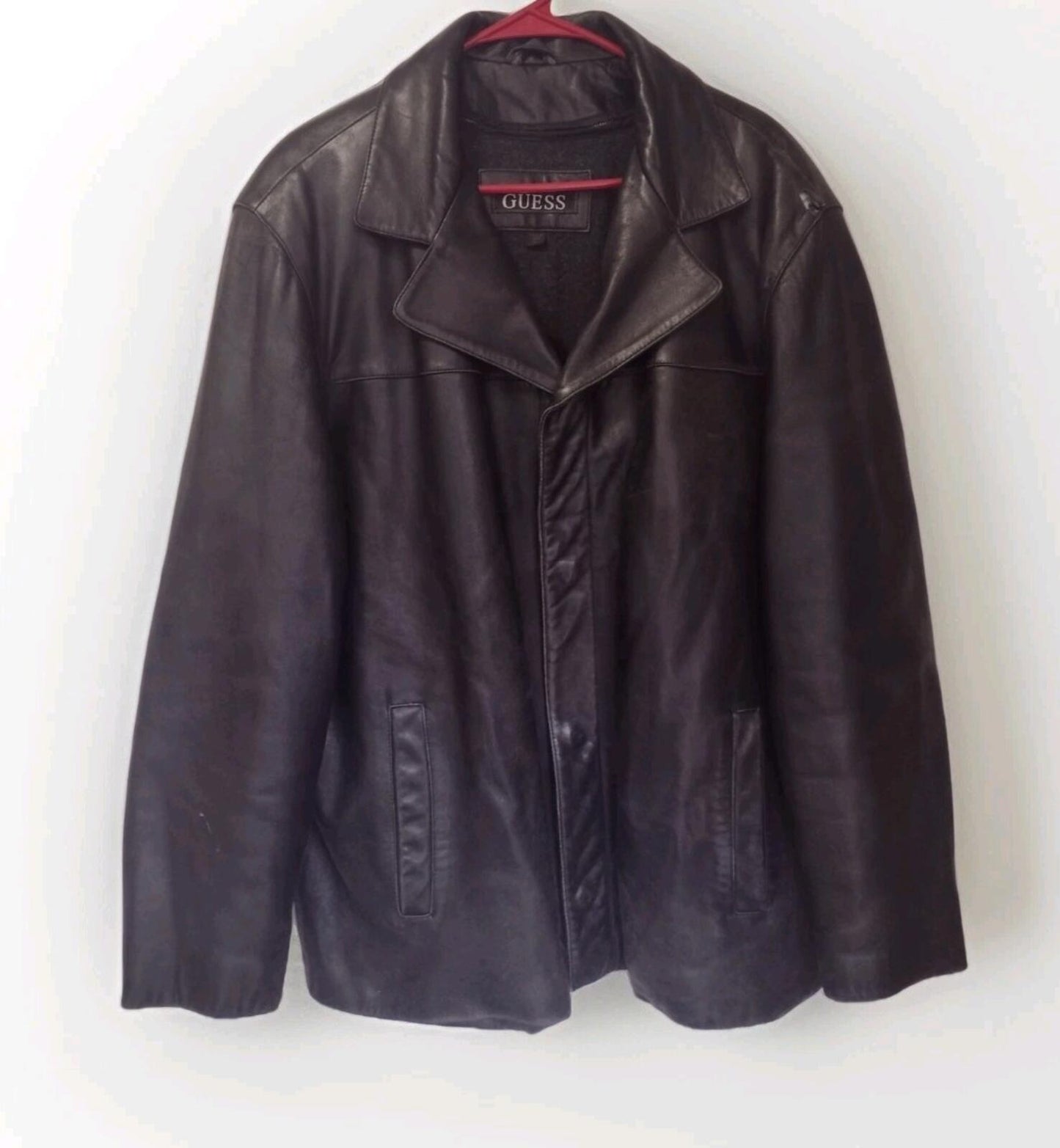 Black Old Stock Vintage Guess Butter Soft Leather Jacket W Removable Liner L