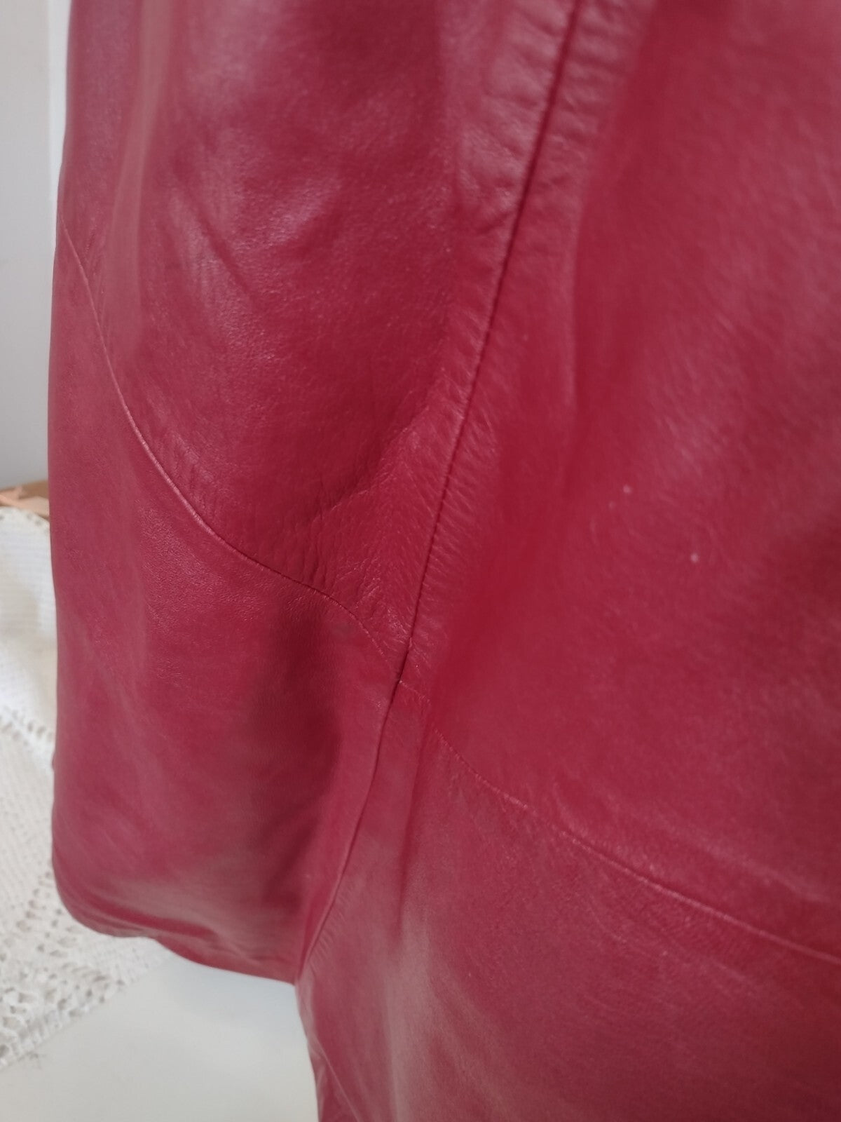 Vintage Red Leather Skirt Dero by Rocco High Waist Midi Pencil 80s New York