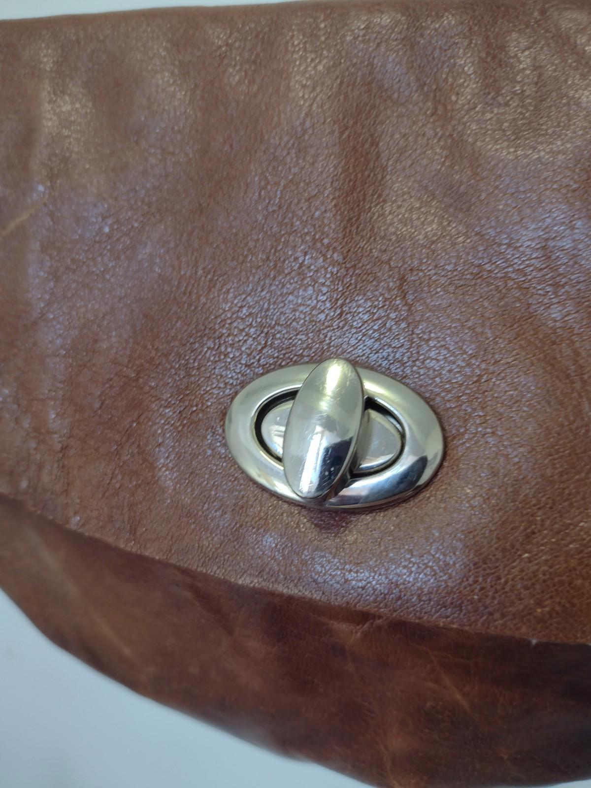 Vintage 80s Handmade Leather Crescent Crossbody Bag Falcon Crest Turn Lock