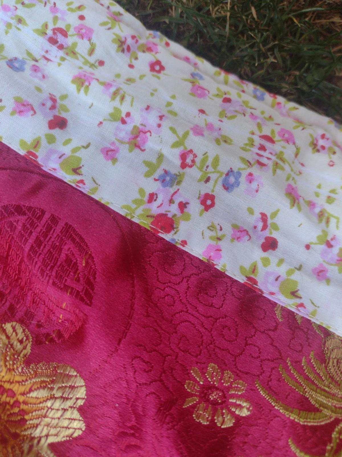 Asian / Indian Quilt Textile Bundle Set Of Two- Curtain Panel & Small Quilt