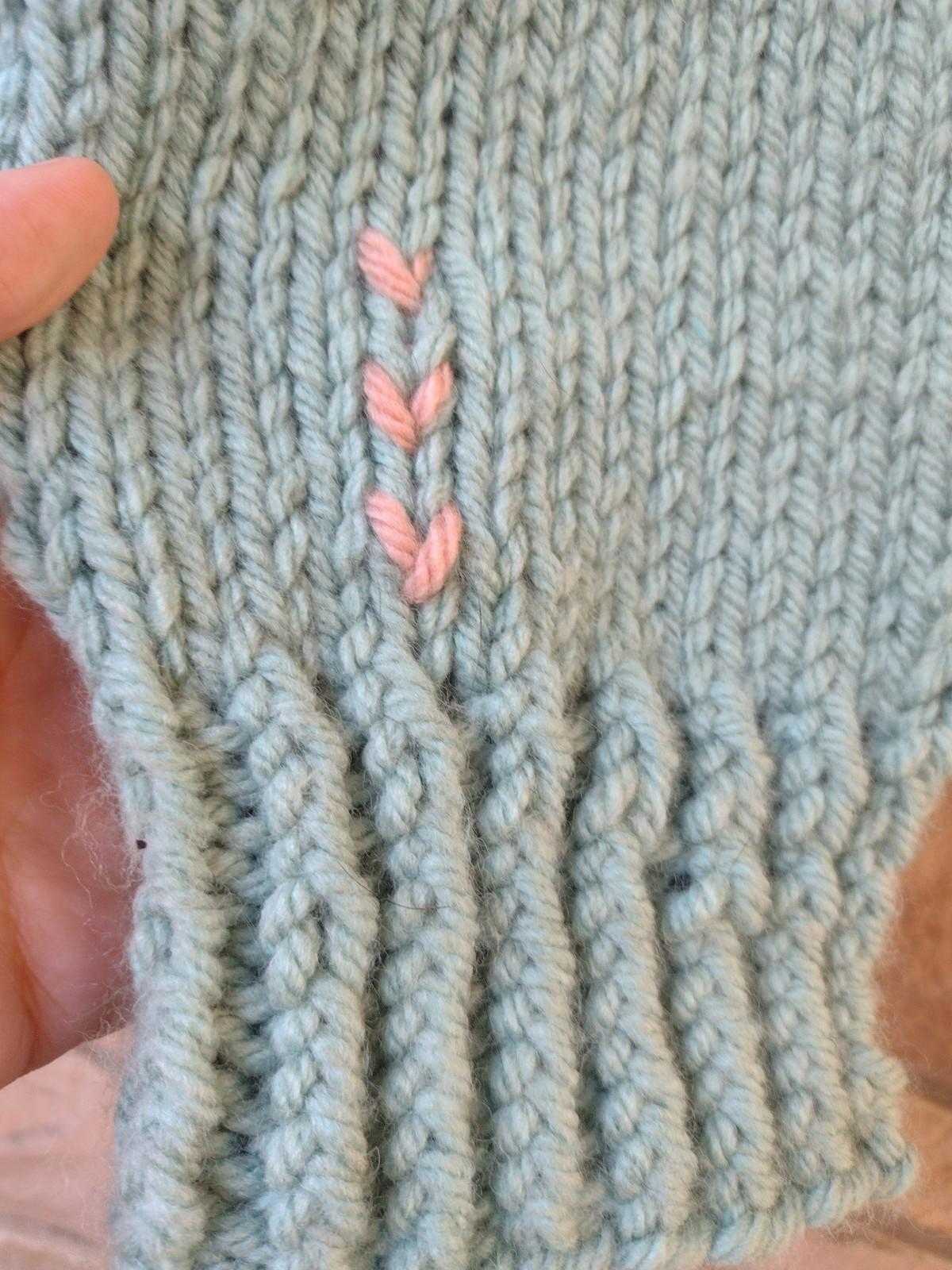 Handmade Wool Blend Green Sweater w/ Pink Heart Elbow Patches Boat Neck M/L