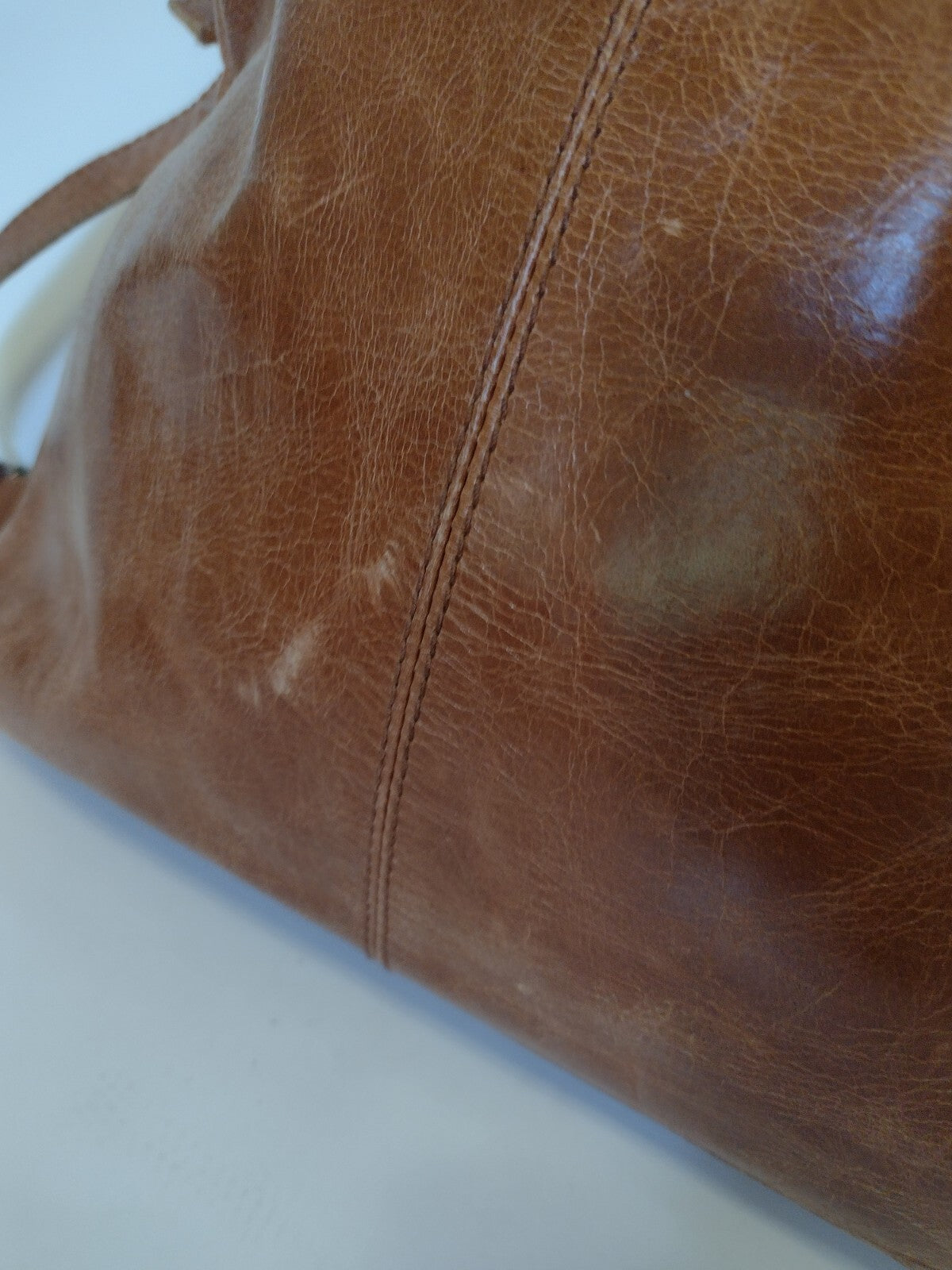 Brown Waxed Leather Foldover Crossbody Bag Boho Moto Messenger Distressed