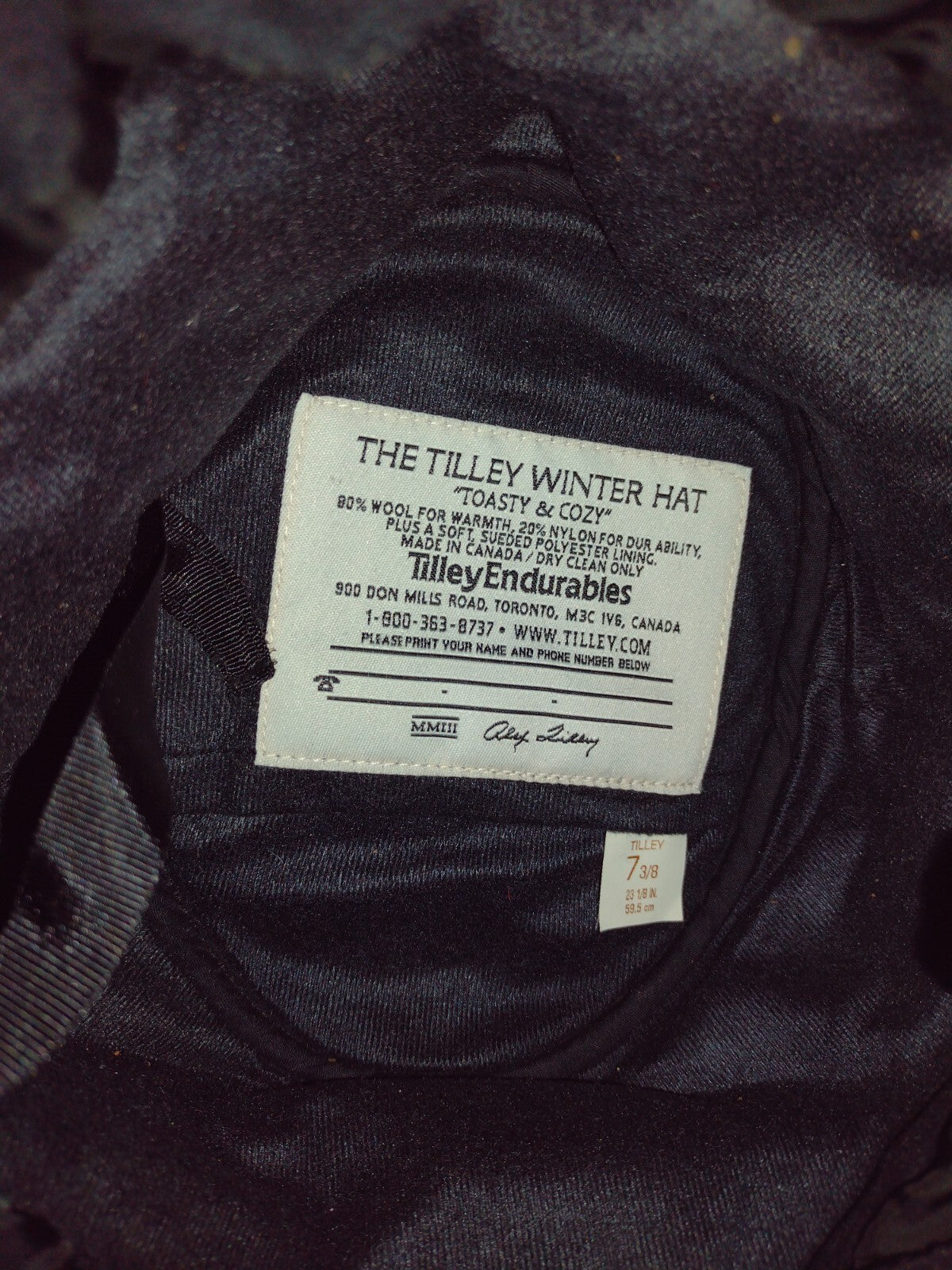 Vintage 2003 Tilley Winter Hat 7 3/8 Wool Herringbone Made Canada Ear Flaps