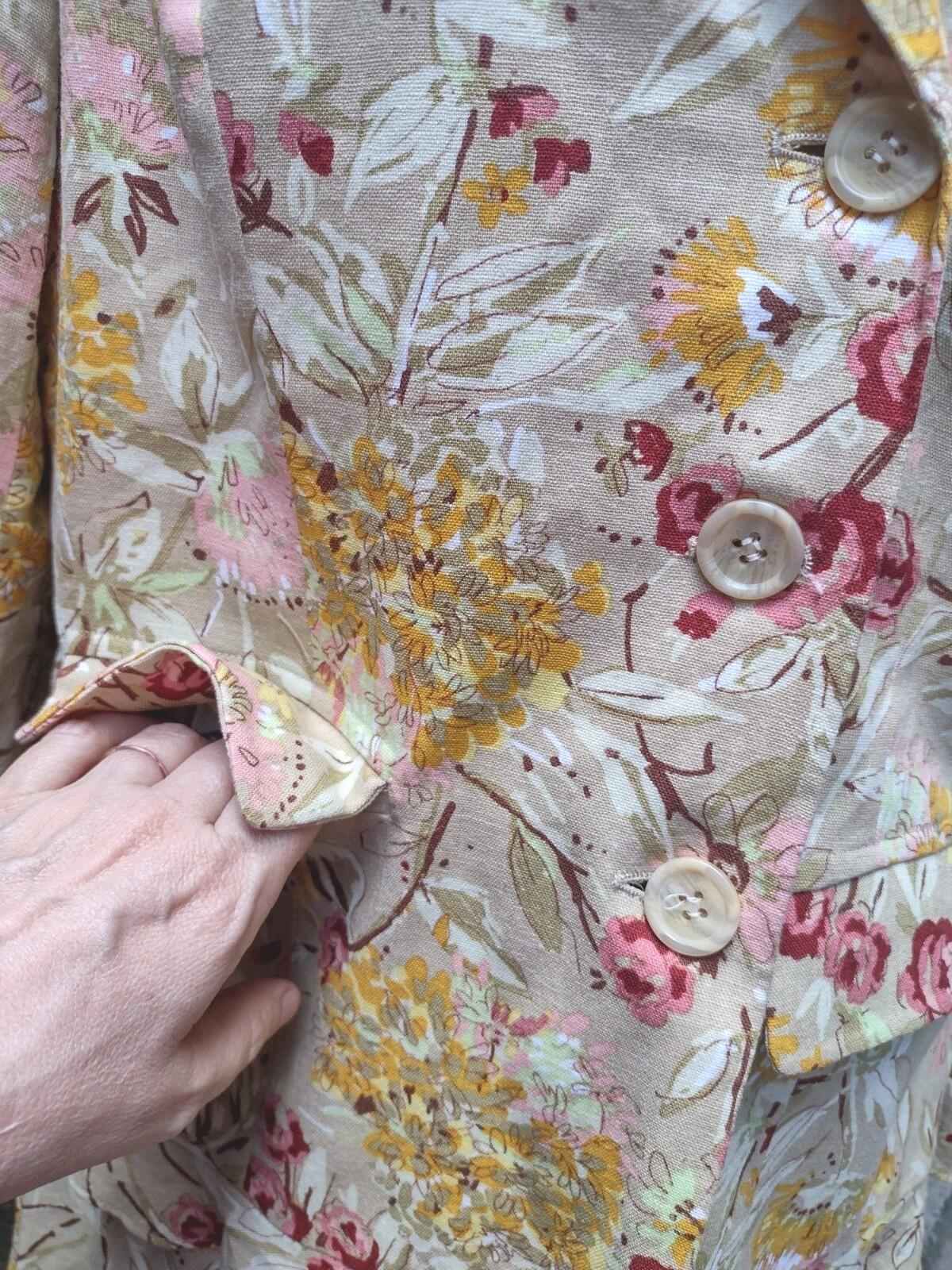 Beige Floral Garden Party Suit Feminine Linen Set 14 Monroe & Main Jacket Skirt