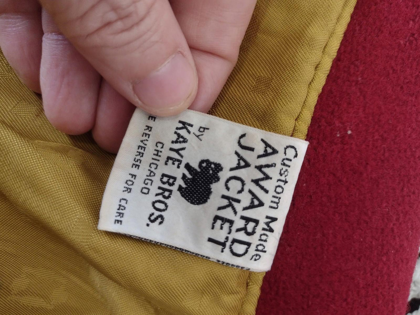 Vintage Kaye Bros Cougar Band Award Jacket Wool Red Gold Lined Men’s Small