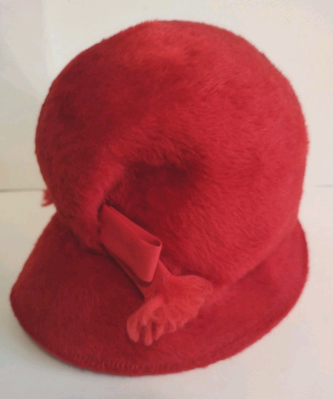 Vintage 1960s Mr Kurt Red Fur Felt Toque Hat Martelle West Germany Mod