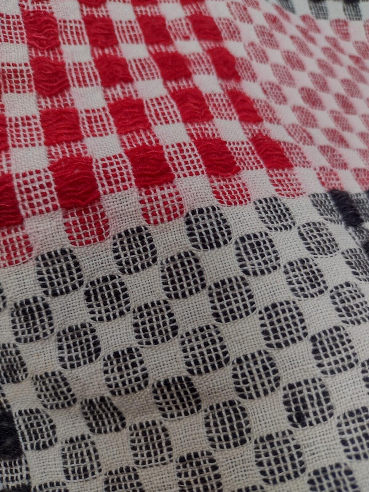 1930s Depression Wool Needlewoven Feed Sack Throw Blanket Red Black Folk 82x60