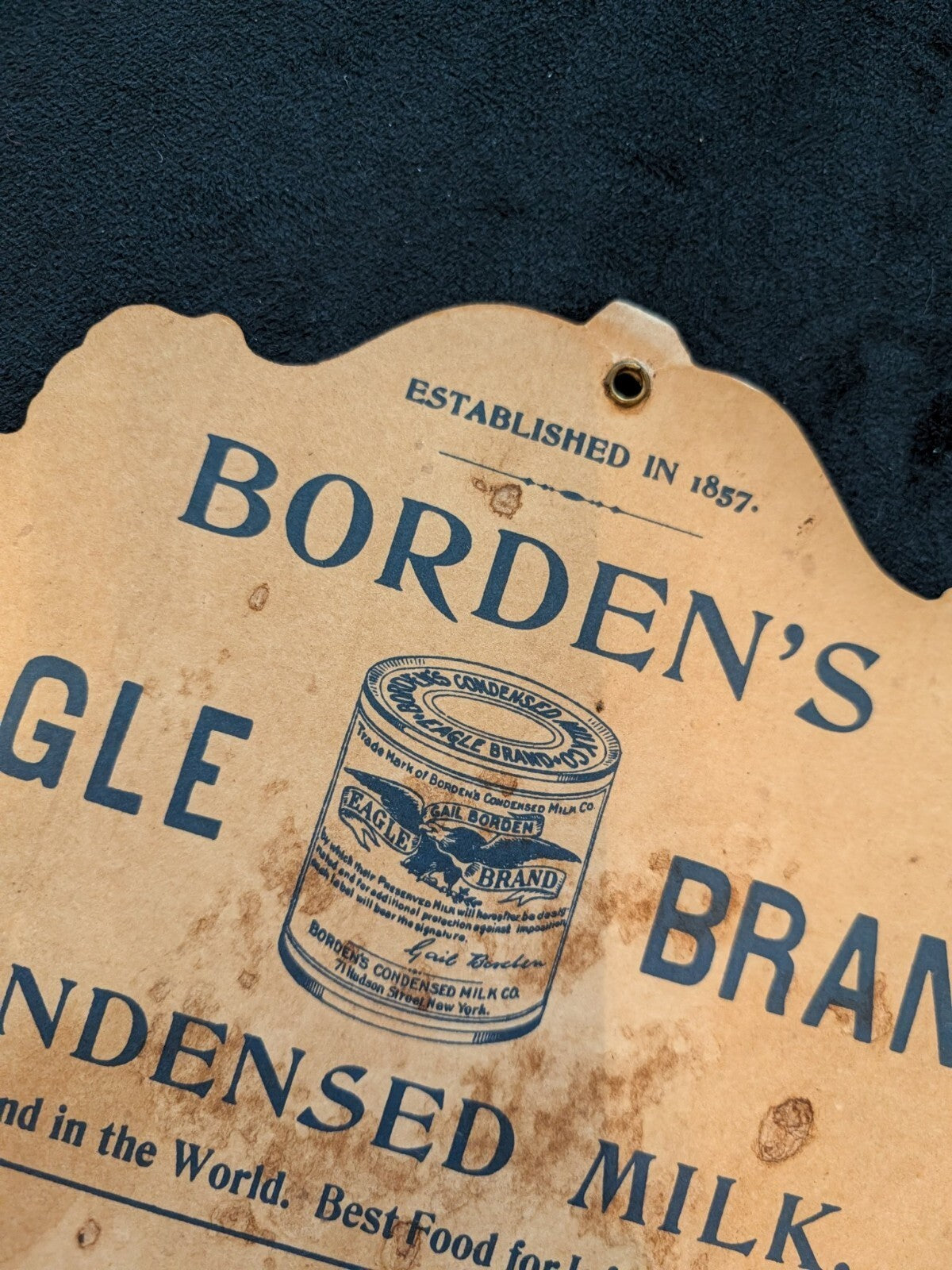Antique 1900 Borden's Eagle Brand Condensed Milk Die Cut Cardboard Sign Girl Ad