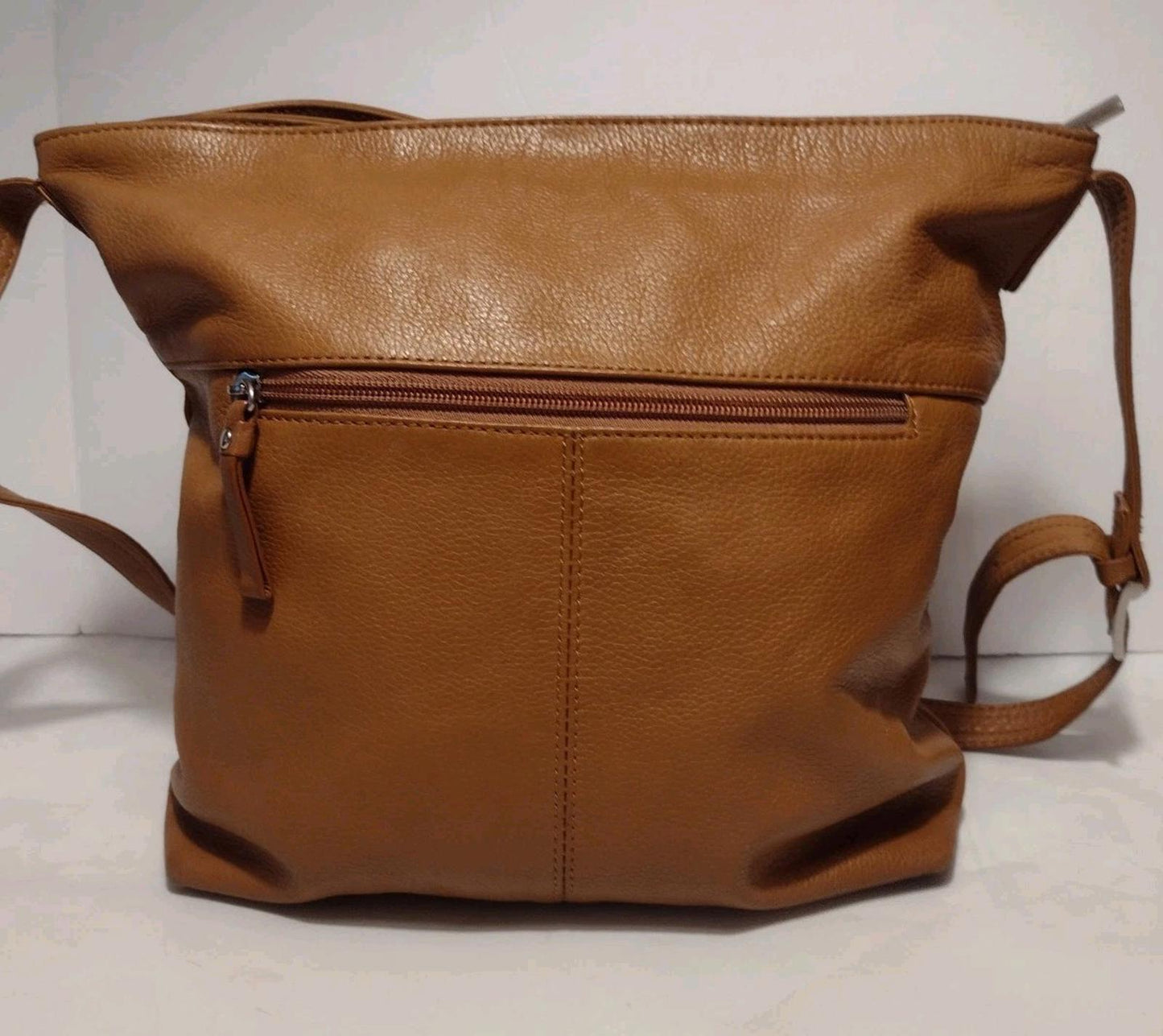 VTG Giani Bernini Caramel Genuine Leather Shoulder Bag Organizer Adjustable Strp