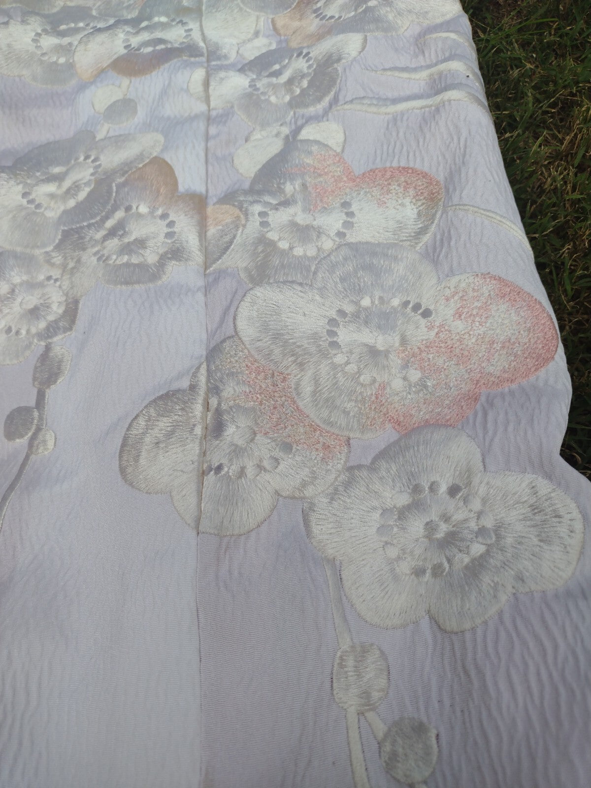 Vintage Japanese Uchikake Wedding Kimono Crane Embroidered Bridal Robe White Red