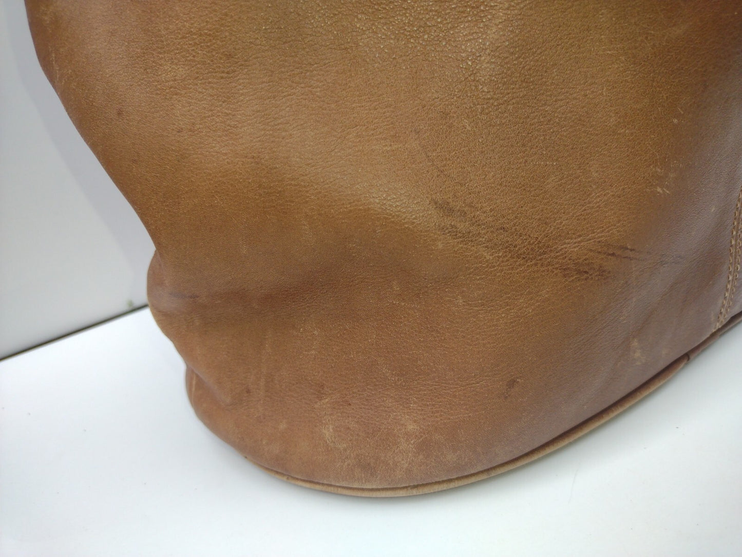 Vintage Leather Bucket Bag Brown Drawstring Boho Equestrian Slouchy Large Tote
