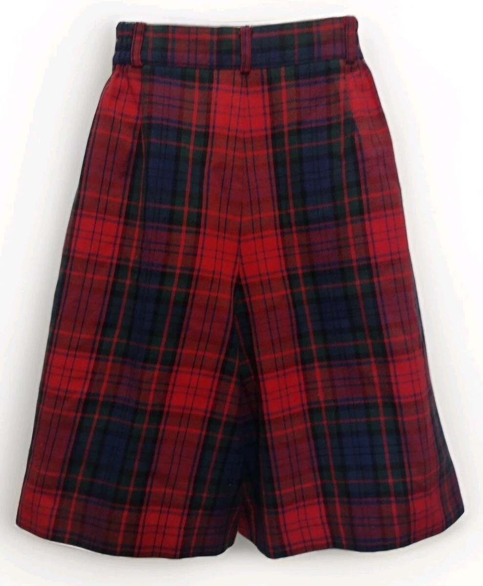 Vintage 80s Plaid Pleated Shorts Sz 10 High Waist Tartan Preppy Academia Pockets