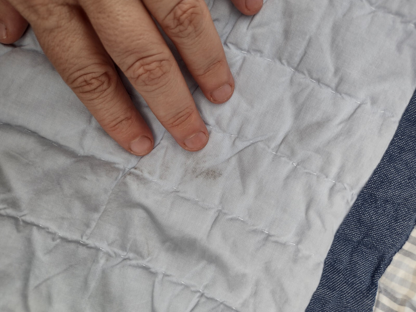 Woolrich Full Queen Quilt Blue Patchwork Plaid Reversible Cotton Farmhouse