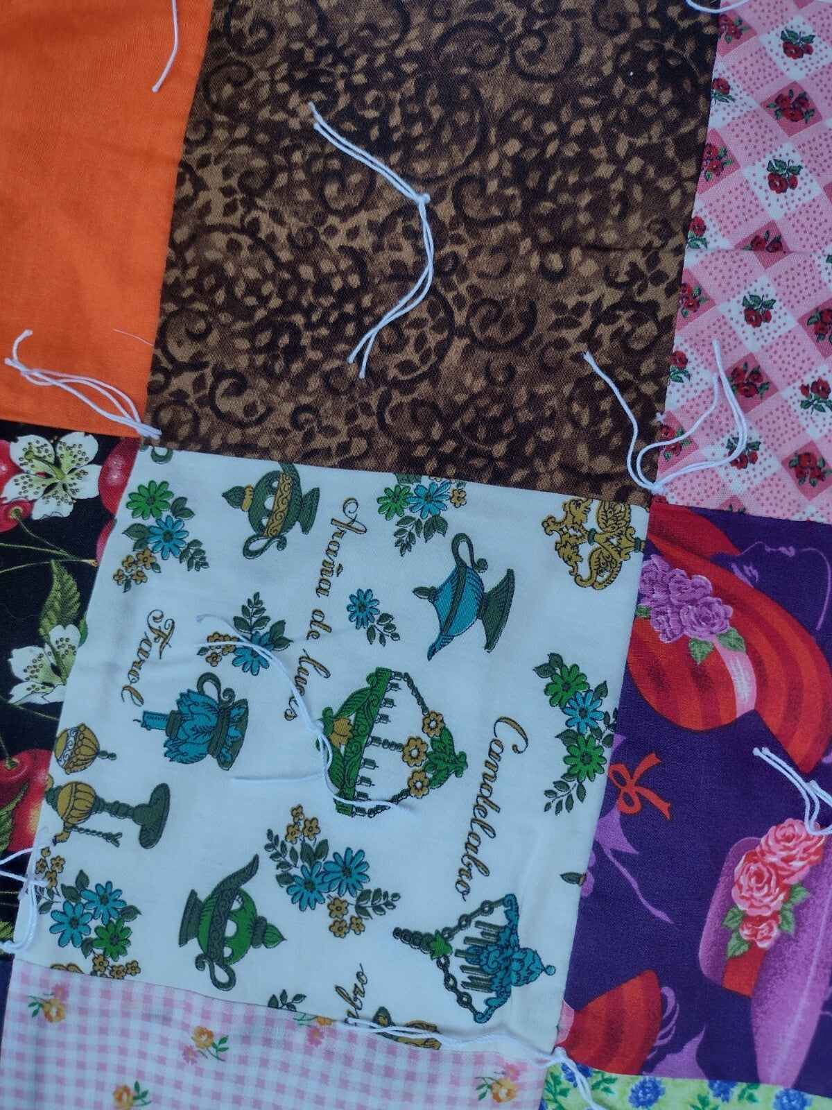 Set of 2 Handmade Quilts Twin Full Patchwork Floral Hand Tied Cottage Country