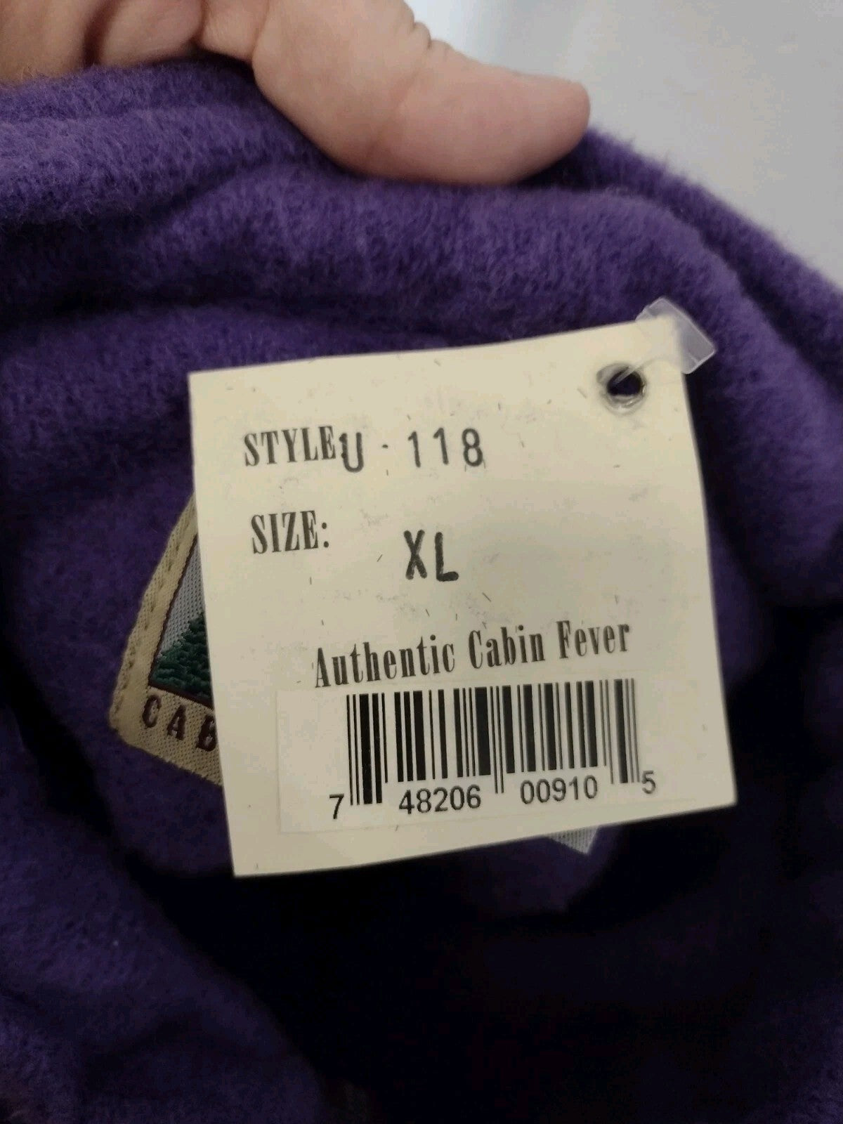 Vintage 90s Cabin Fever Purple Cat Fleece Pullover XL Deadstock Oversized Boxy
