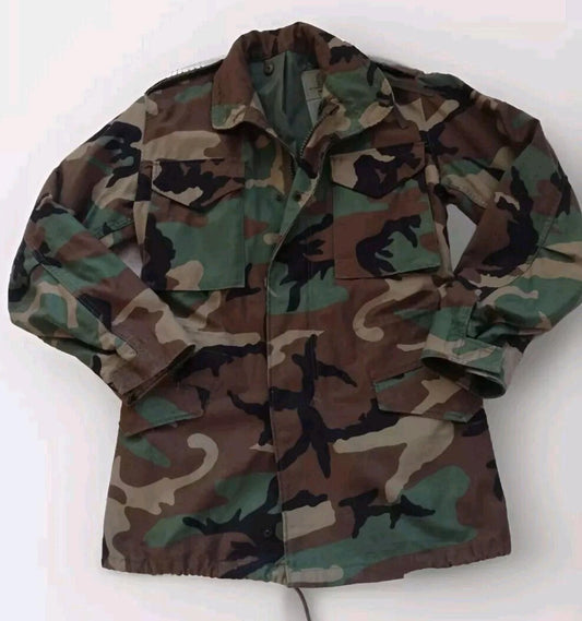 1989 US Military Cold Weather Coat XS-Long Camo YKK Zip Hood McQuinn Label