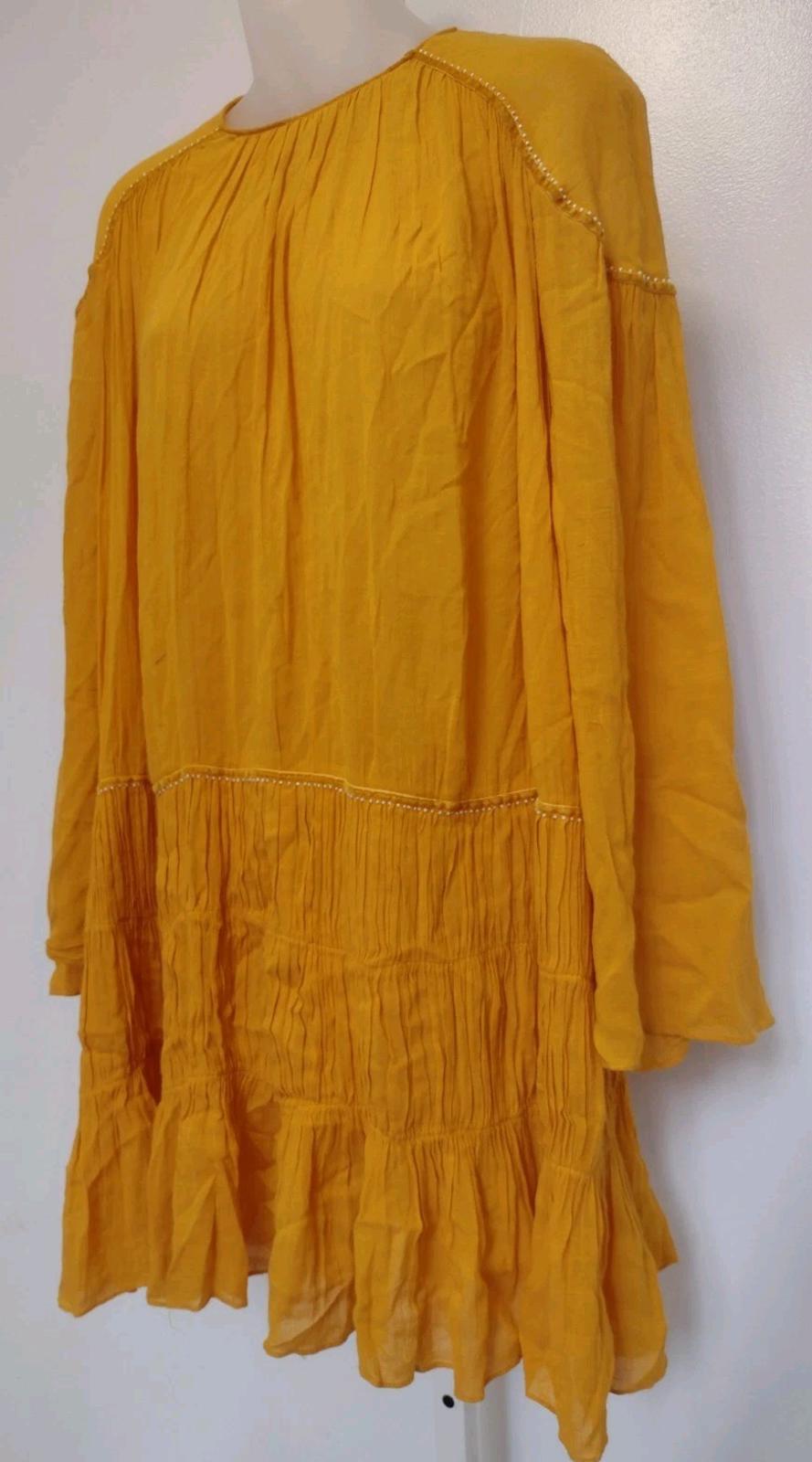 Retired Zara Trafaluc Collection Long Sleeve Dress Yellow Size M Oversized