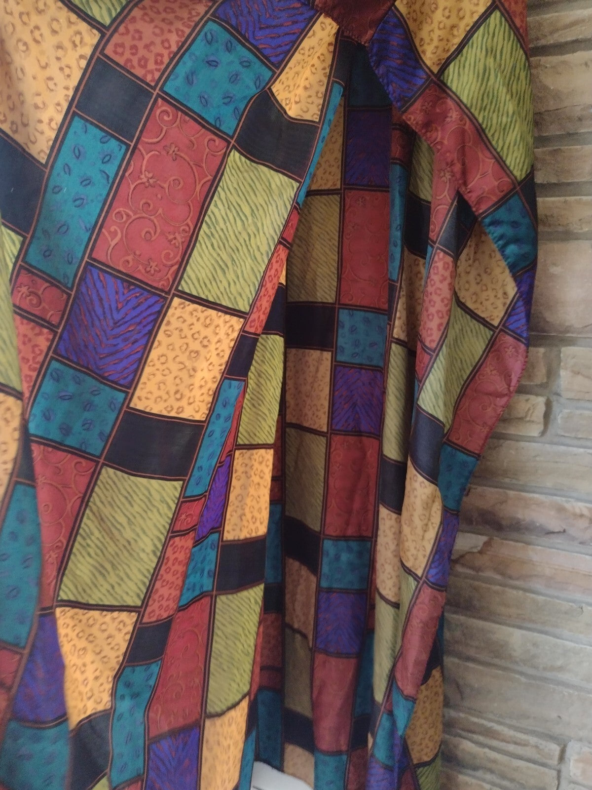 Vintage Womens Caftan Lot 2 One Size Animal Print Satin Lounge Maxi Dresses
