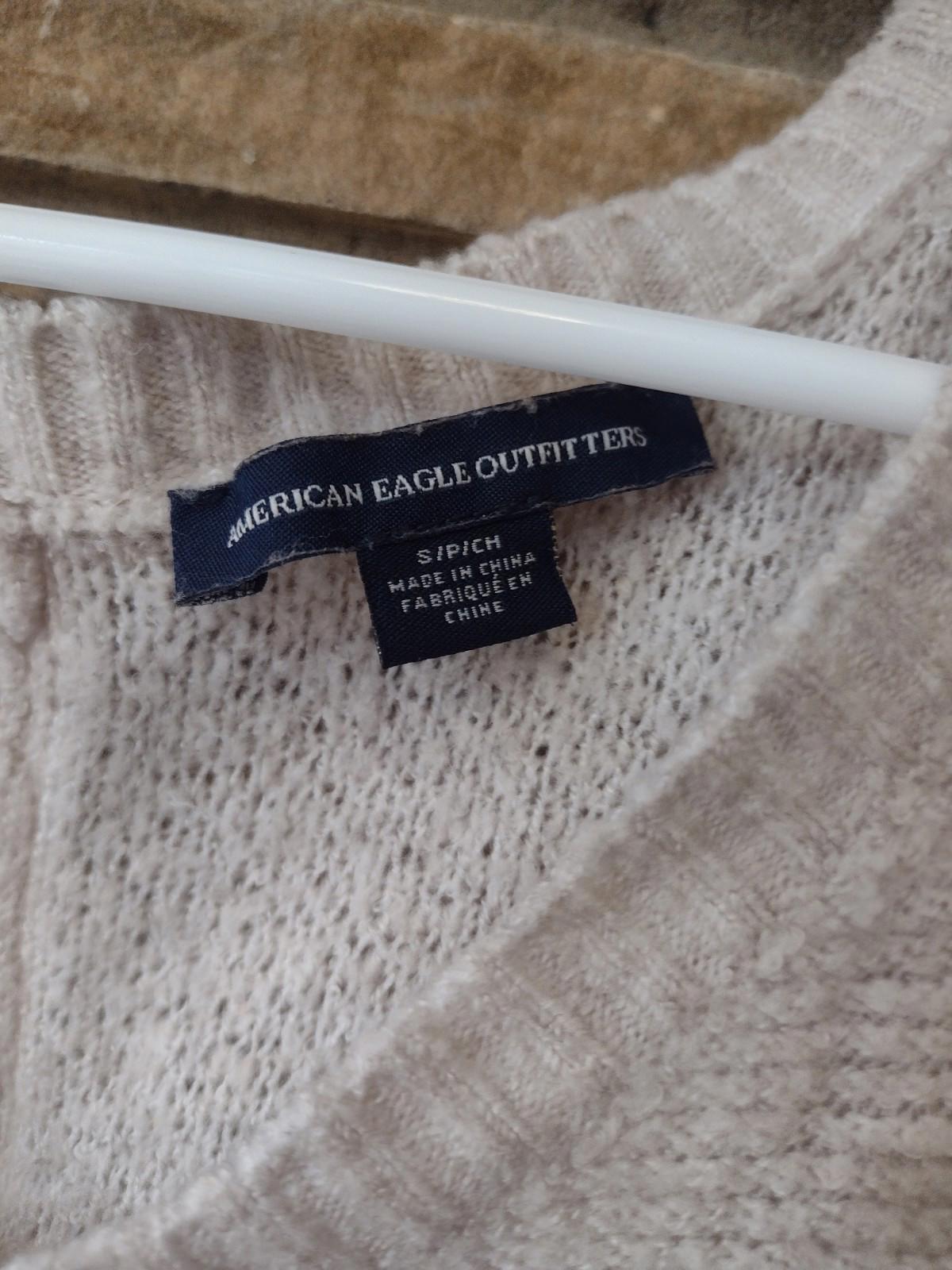 American Eagle Outfitters Sweater Womens S Beige Green Knit Zipper Back
